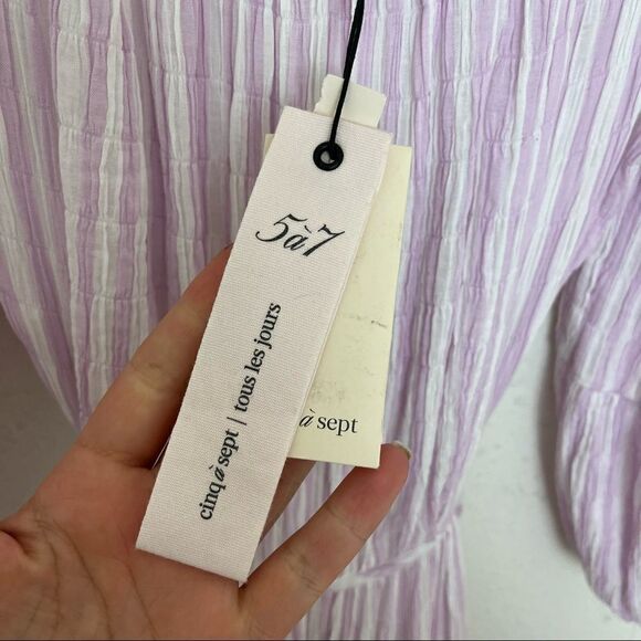 NWT Cinq A Sept Dress Lyle Striped Smocked Dress - Picture 12 of 12